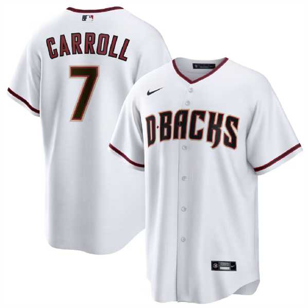 Mens Arizona Diamondbacks #7 Corbin Carroll White Cool Base Stitched Jersey Dzhi